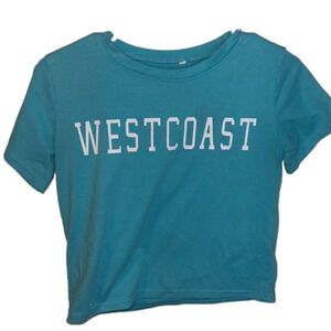 Cute teal cropped West Coast tee shirt